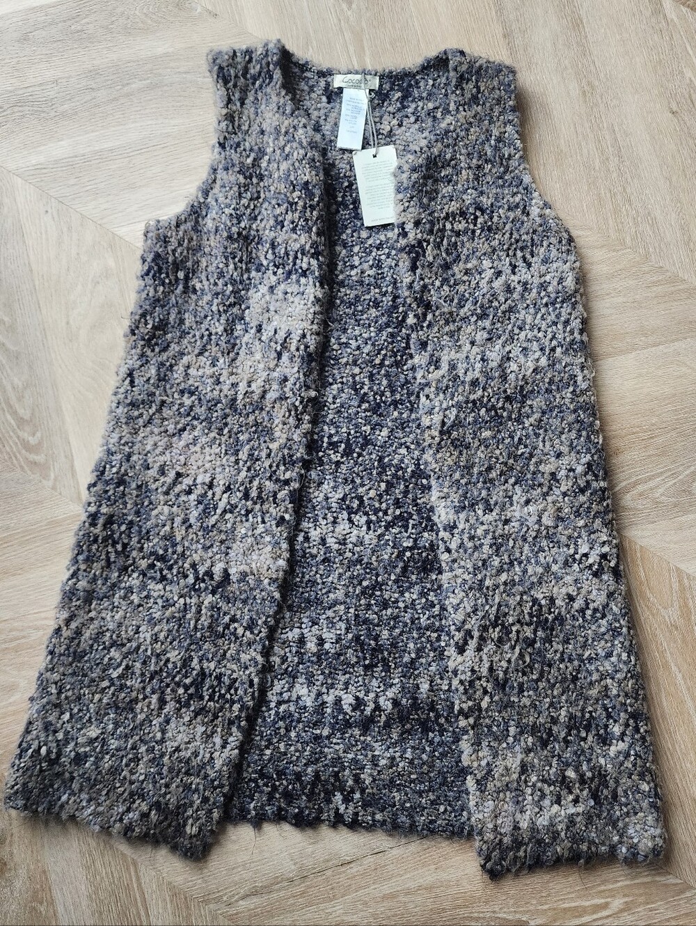 Cocogio Italy Wool Blend Marled Longline Open Cardigan Sweater